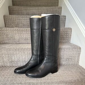 Tory Burch Jolie Riding Boots, black leather, size 9